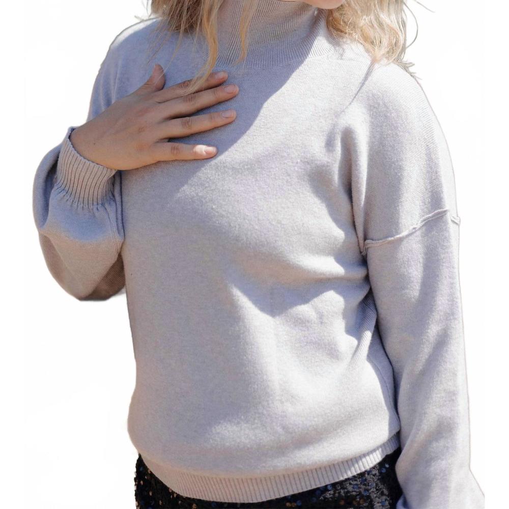 NEW THREADED PEAR brielle turtle neck sweater in beige